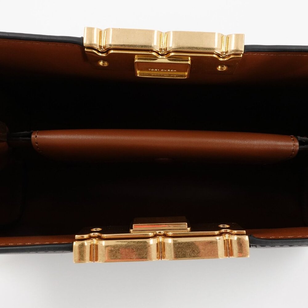 Tory Burch Women's Eleanor Leather Suede Satchel Handbag Black OS - Picture 10 of 12